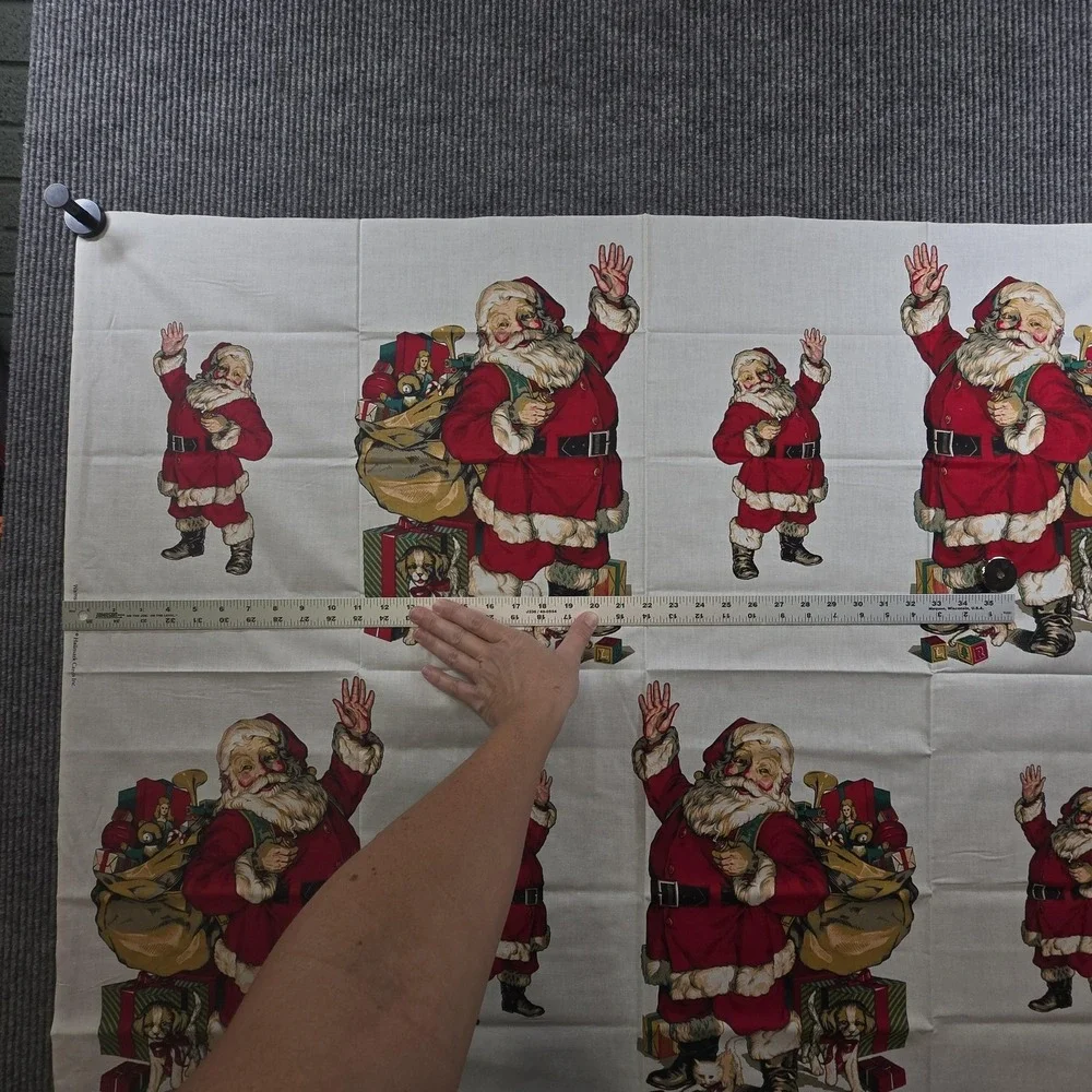 Vintage Wamsutta Hallmark Santa Claus Fabric Panel Christmas Applique Cotton